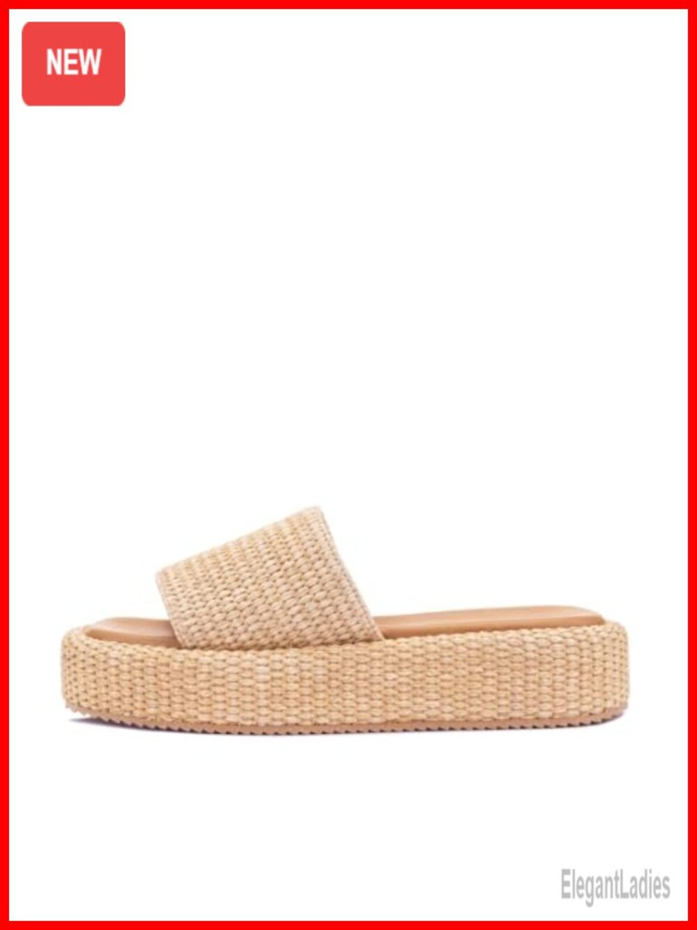 Woven Straw Platform Espadrille Slides, Slip On Summer Sandals
